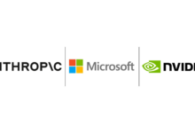شعارات Anthropic وMicrosoft وNVIDIA في إعلان الشراكة الرسمي