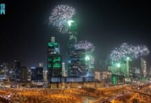 ألعاب نارية في سماء الرياض خلال احتفالات اليوم الوطني السعودي - صورة أرشيفية من واس