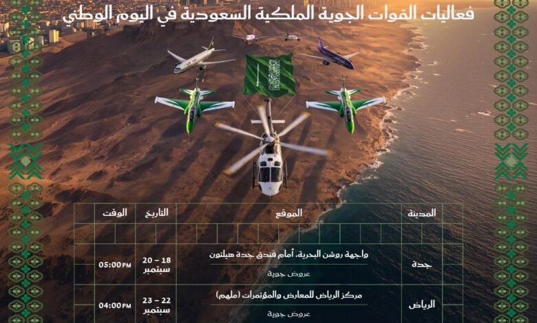 عروض وفعاليات اليوم الوطني السعودي 96 في مدن المملكة